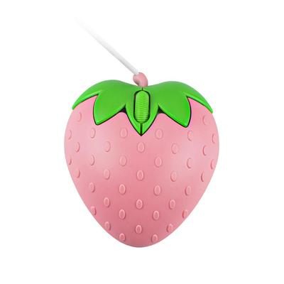 USB Wired Mouse Small Cute Fruit Strawberry Shape Cartoon USB Mini Optical Mouse Portable for Children Women Compatible with PC/Laptop/Computer (Pink)