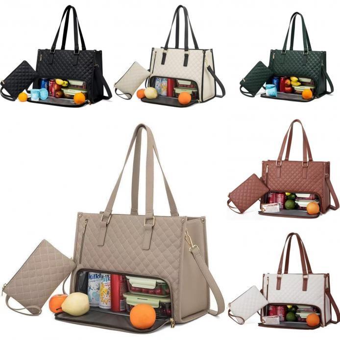 Sophisticated Pu Tote Bag With Inner Divider And Lunch Storage For Daily Commute