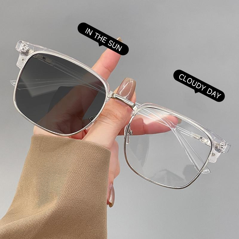 Mens Womens Oversized Square Photochromic Sunglasses Durable Frame For Outdoor Activities