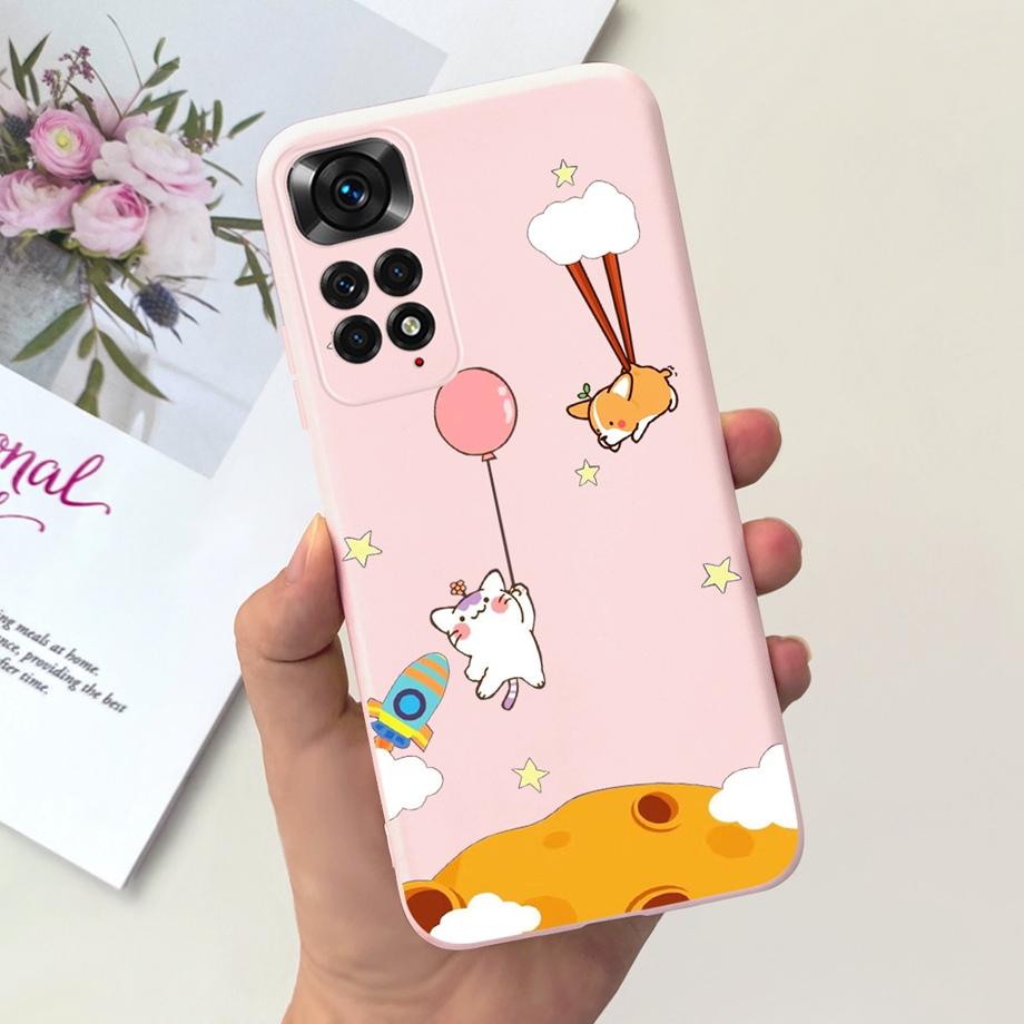 Für Xiaomi Redmi Note 11 4G Hülle Weiches Flüssigsilikon Süße Katze Schöner Stoßfänger Fundas Für Xiaomi Redmi Note 11 Pro Note11s 4G 5G