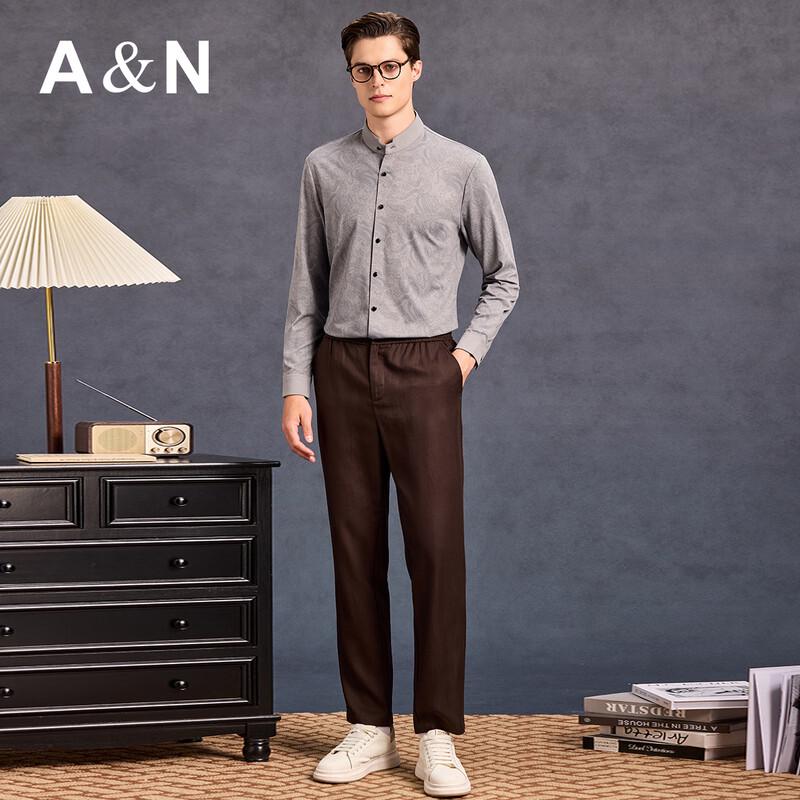 Antonio Men's Chinese Style Print Stand Collar Long Sleeve Shirt
