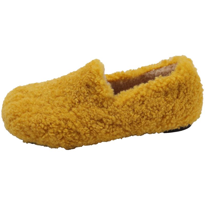 Fashion Plus Size Flat Shoes New Round Toe Deep Mouth Suede Warm Cotton Shoes for Autumn and Winter