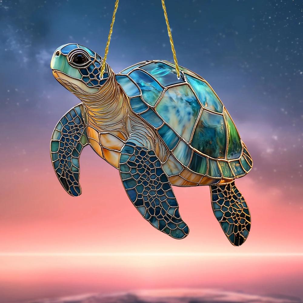 20X20X0,2cm Mityczny Ognisty Feniks i Żółw Łapacz Słońca Szklana Malowana Akrylowa Dekoracja do zawieszenia na okno Dekoracja wisząca na ganek