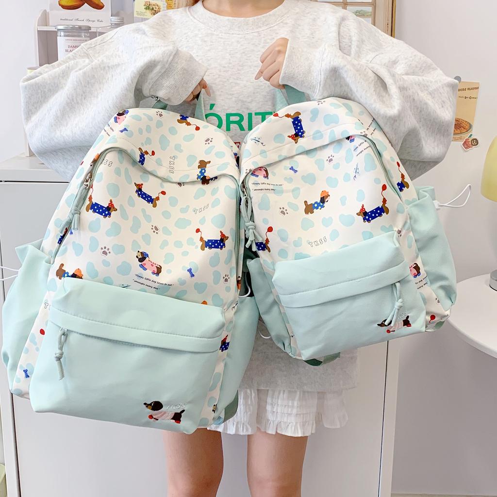 Schoolbag New High-value Girl Japanese Ins Leopard Print Fresh and Sweet Wind Backpack Student Lightweight Large-capacity Backpack