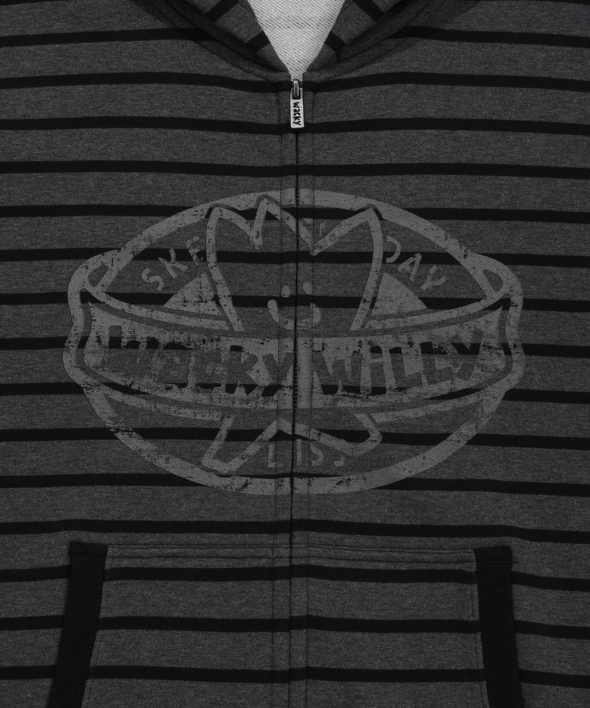 Wacky Willy Striped Zip-Up Hoodie Gray
