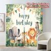 Set Of 2 Flat Printing Curtains Without Rod Jungle Party Popular Polyester All Seasons Semi Transparent Curtain