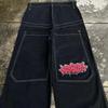 ZYLLO Hip Hop Y2k New Color Wexwear Embroidered Baggy Jeans Streetwear Jeans Men Women High Waist Wide Trouser Harajuku Black Pants