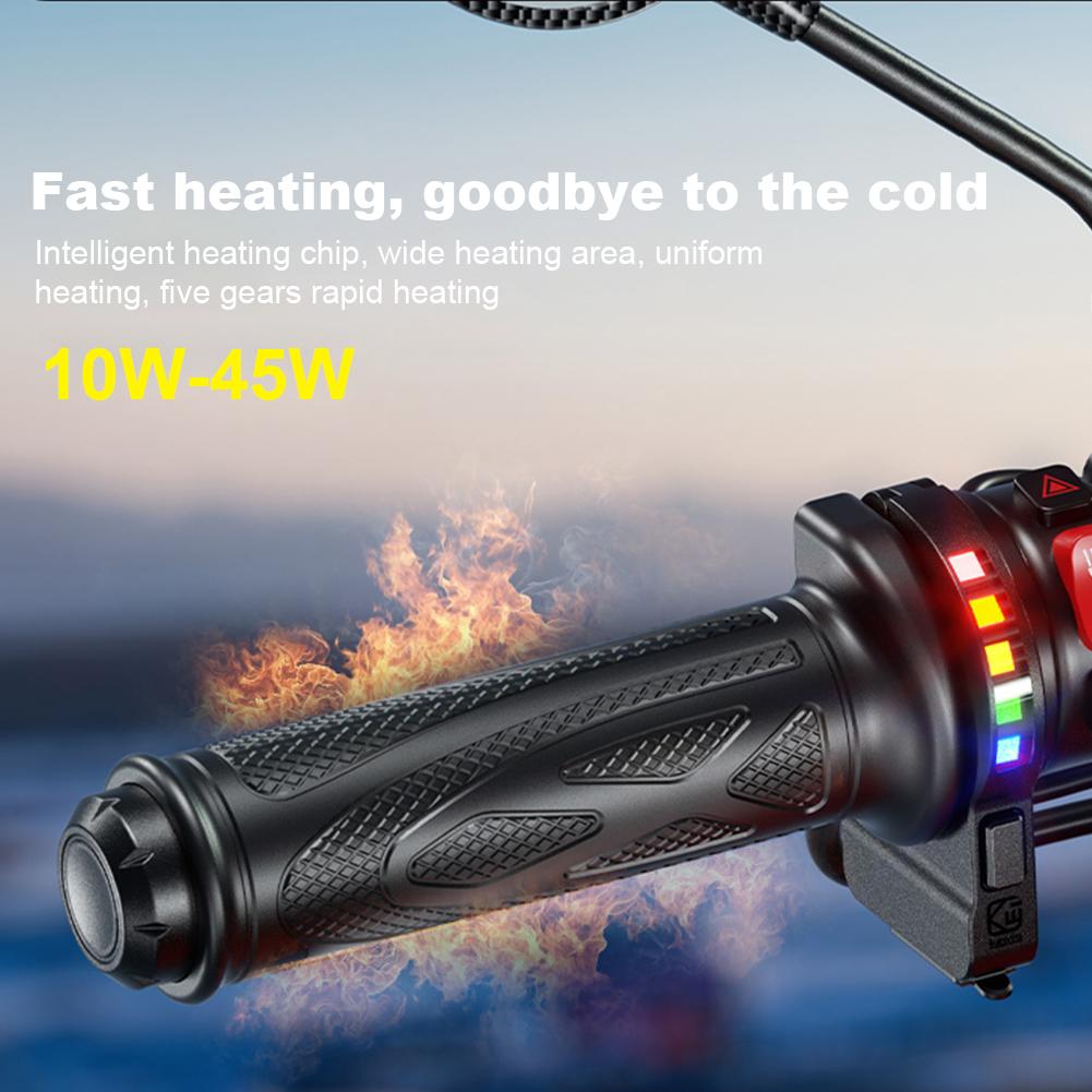 12V Molded Grips 5-Gear Adjustable Temperature USB-C Motorcycle Hot Grip 22mm Motorbike Scooter Electric Heated Grips Anti Slip