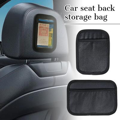 2Pcs Car Net Pocket Storage Bag Black Multi-function Sticker Seat Back Storage Bag Mobile Phone Key Cartoon Interior Supplies