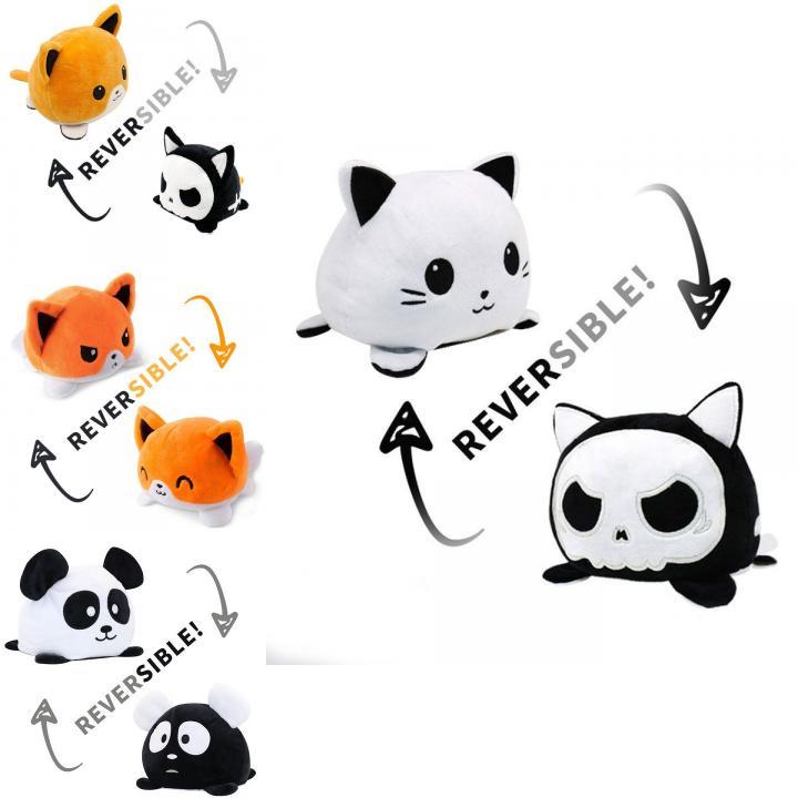 Reversible Flip Cat Plush Stuffed Toy Soft And Cute Animal Doll For Children Gifts