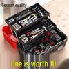 German Three-Layer Multifunctional Toolbox for Car, Home, Electrician, and Hardware Storage