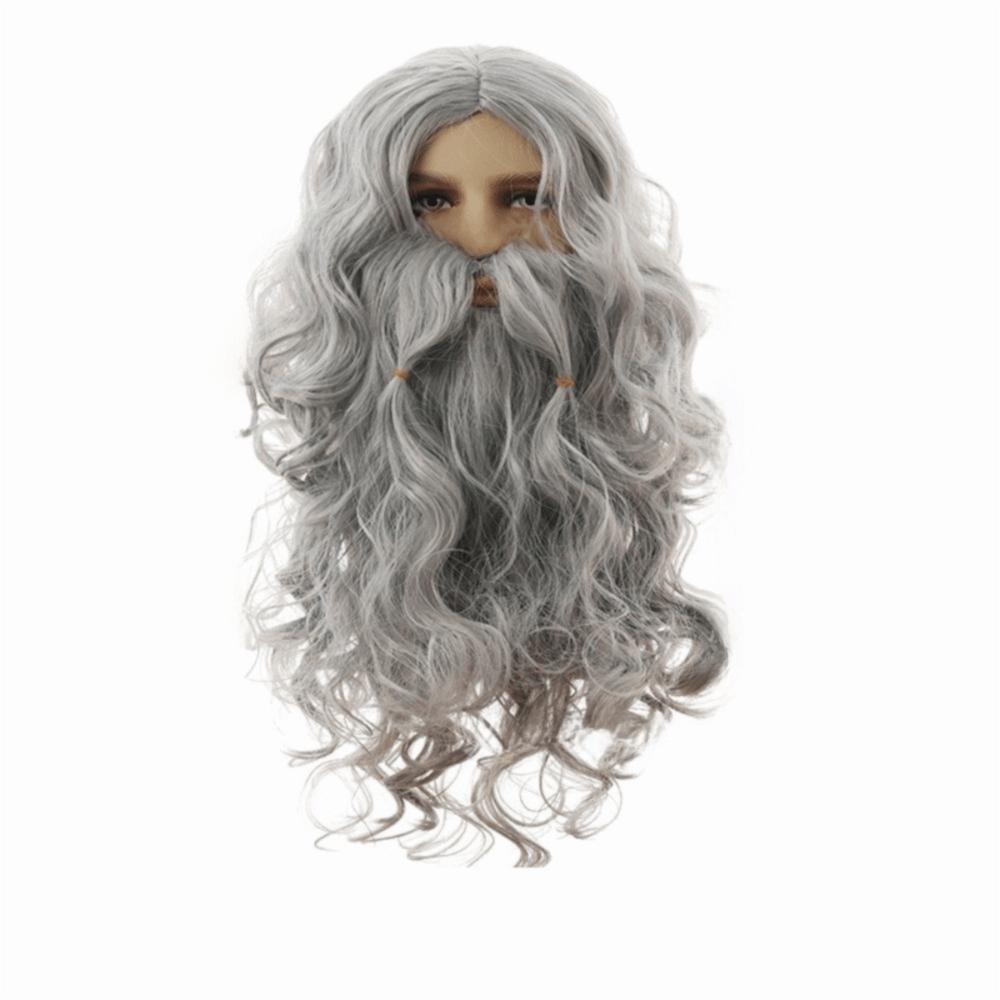 Long Curly Hair Santa Claus Beard Wig Full Set Beard And Wig Set Santa Beard Wig  Cosplay Santa