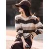 Retro Striped Button-Front Knit Cardigan