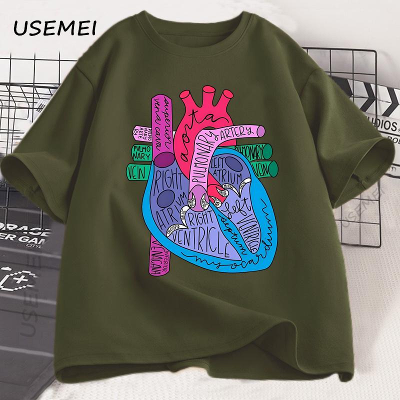 Heart Anatomy T Shirt Unisex Women Doctor Cardiologist TShirt Nursing Tees Causal Cotton Short Sleeve Round Neck Tshirt Clothing