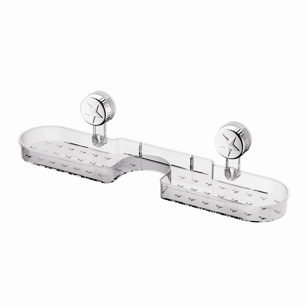 Pentagram Suction Cup Faucet Shelf: No-Drill, Wall-Mounted Bathroom Storage, Sink Mirror Front, with Draining Feature