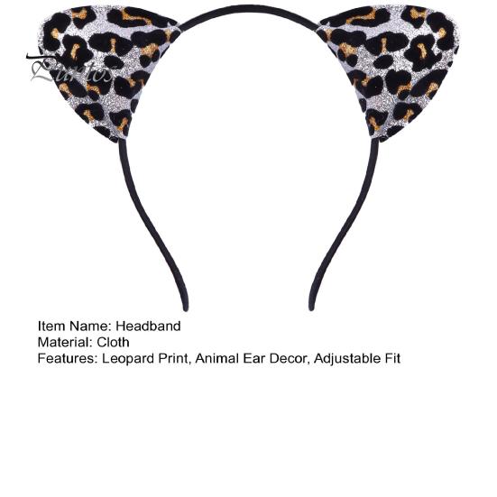 Hair Hoop Leopard Print Cat Ear Decor Halloween Headband Soft Adjustable Cosplay Headgear Theme Party Decoration