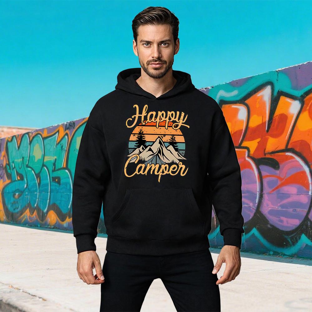 

Funny Camping Hiking Lover Present Happy Camper Gift Print Casual Pullover Hoodies Original Design Gifts Women Mens Sweatshirts S