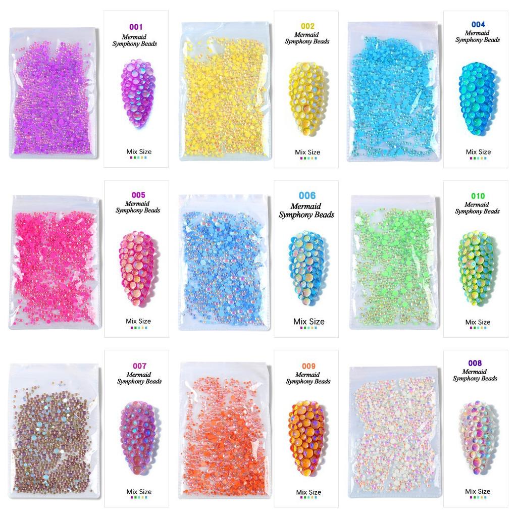Symphony Nail Art Mermaid Glass Bead Aurora Candy Color Nail Art Trinket Diy Nail Art Nail Drill