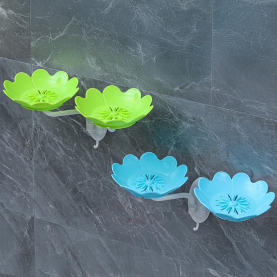 Bathroom Soap Dish Lotus Shape Easy To Install Adhesive Soap Dish Wall Mounted Self Draining Soap Holder Decor