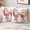 1 Pieces Pink Bow with Hearts 2D Printed Cushion Covers Polyester pillowcase, sofa decorative cushion cov Headboard Pillow