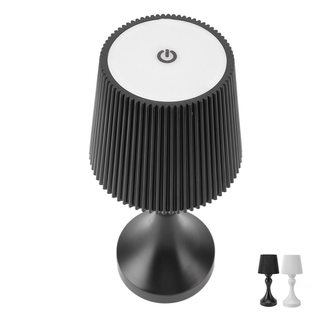 LED Cordless Table Lamp Iron Plastic Pleated Touch Control Stepless Dimmable USB Rechargeable Nights