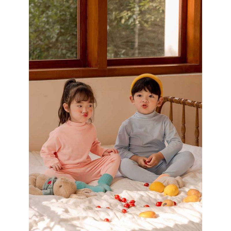 New Children's Half-Turtleneck Base Layer Pure Cotton Autumn Shirt Boys' Thermal Underwear Stretchy Girls' Autumn and Winter Inner Top
