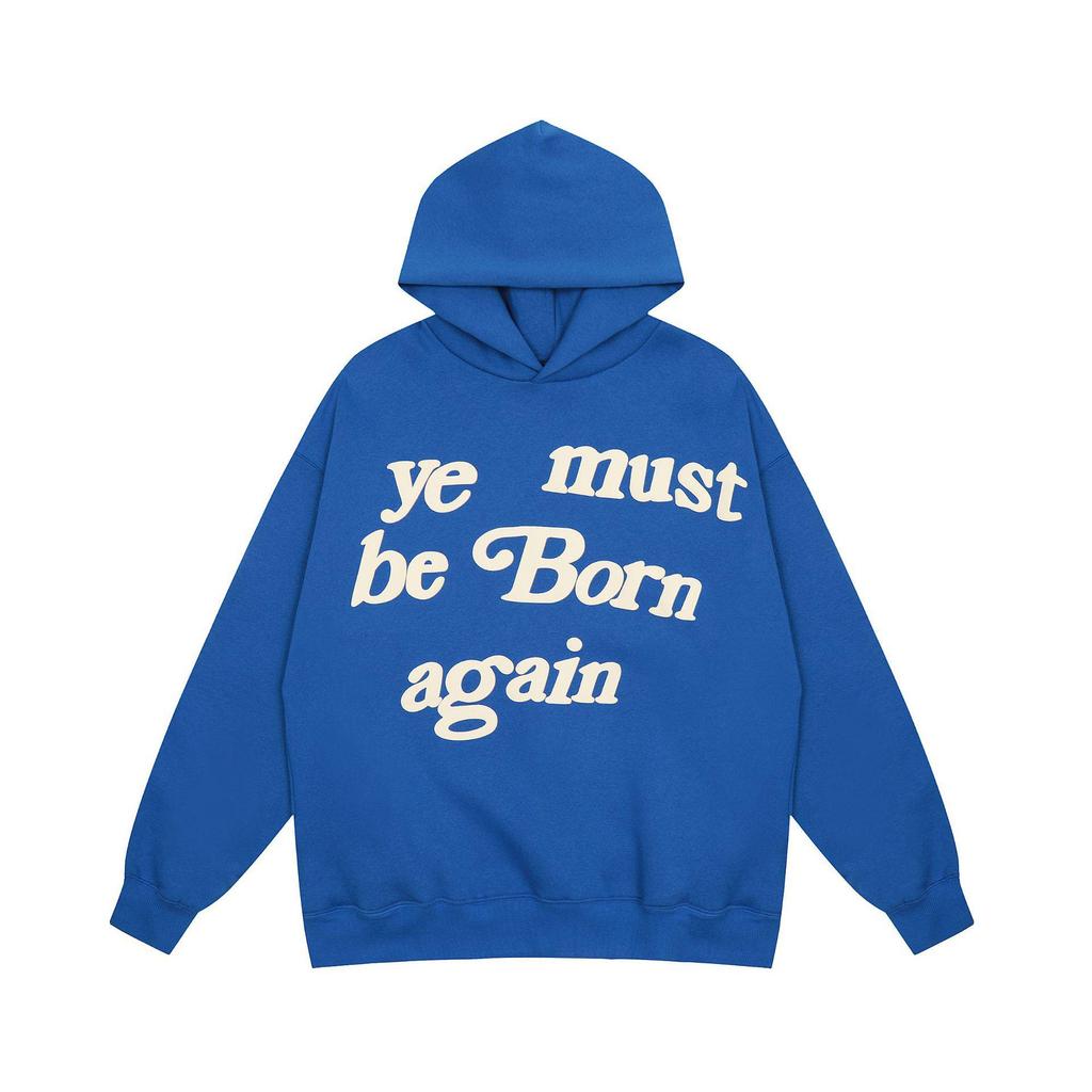 Kanye Style 'Ye Must Be Born Again' Foam Letter Velvet Hoodie