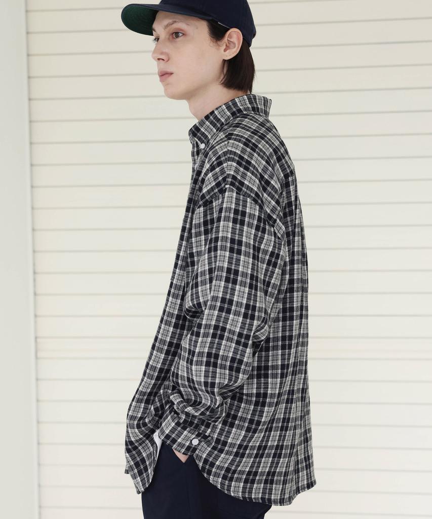 MODERMENT Build Oversized Check Shirt [Navy]