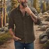Men's Casual Workwear Denim Shirt Solid Color Washed Button Up Long Sleeve Shirt with Dual Chest Pockets