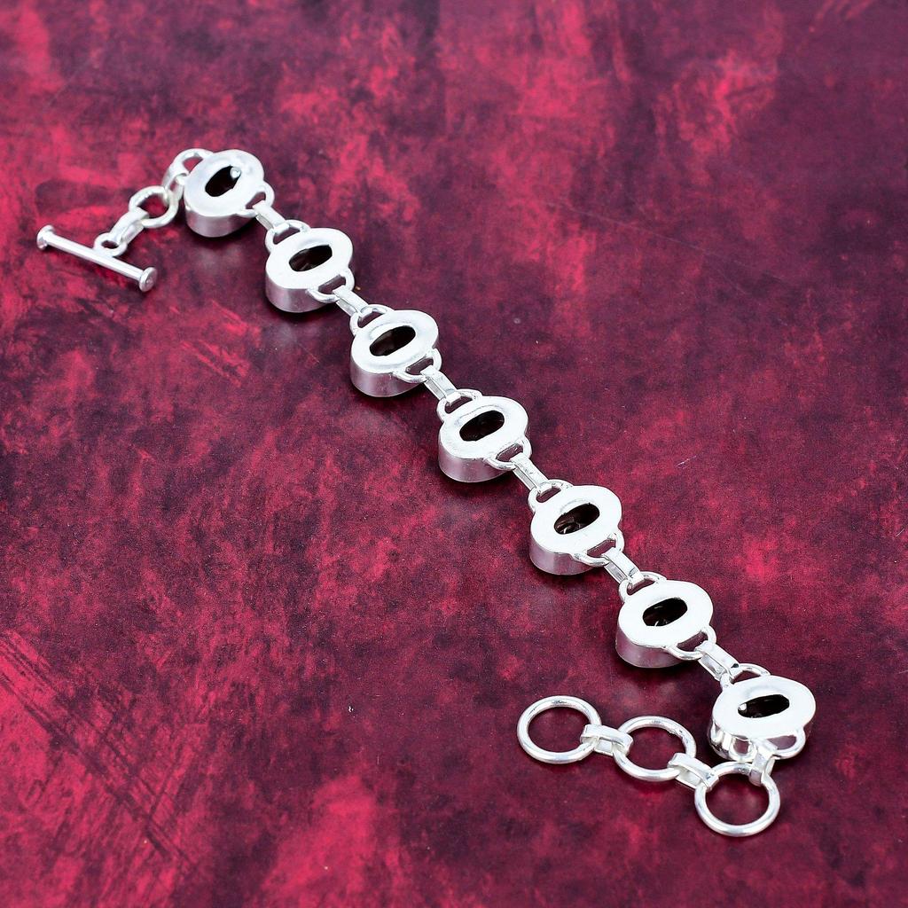 Morganite 925 Solid Sterling Silver Bracelet, Handmade Gemstone Bracelet Jewelry, Gifts For Wife Brand New Bracelet