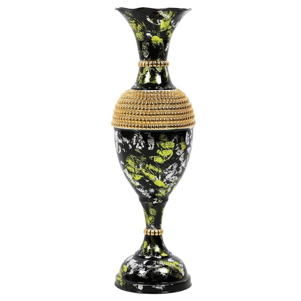 Cast Iron Cylindrical Flower Vase Big Size for Living Room Corner - 24 Inches Long - Sparkle - Pack of 1, Black