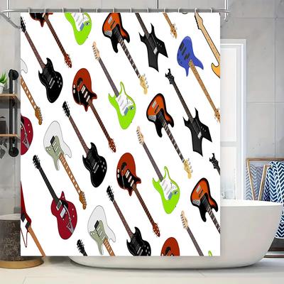 Fai rock con le tue chitarre: Tenda da Doccia con Motivo di Chitarra Elettrica Decorazione per Amanti della Musica per Bagno o Cucina