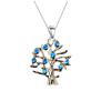Copper Opal Tree Life Necklace Blue Tiny Pendant Flower Sweater Chain Women's Gift Trendy Jewelry
