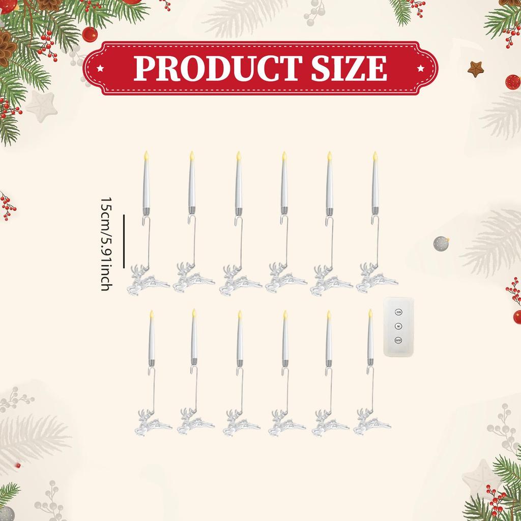 12 Pieces Christmas Tree Candles Decoration LED Candlesticks LED Short Taper Candles for Home Bedroom Halloween Holiday Wedding