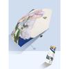 Micro Mini Manual Compact Umbrella Rose Oil Painting Umbrella Pink with Multicolored Flowers Travel Umbrella for Woman