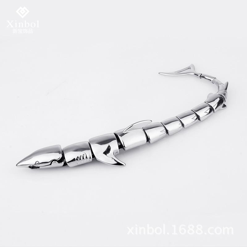 

Jewelry Simple Personality Souvenir Exaggerated Stainless Steel Shark Titanium Steel Bracelet Men белый