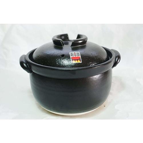 Fluffy rice cooker with double lid, 3-cup capacity, Banko ware earthenware pot, made in Japan