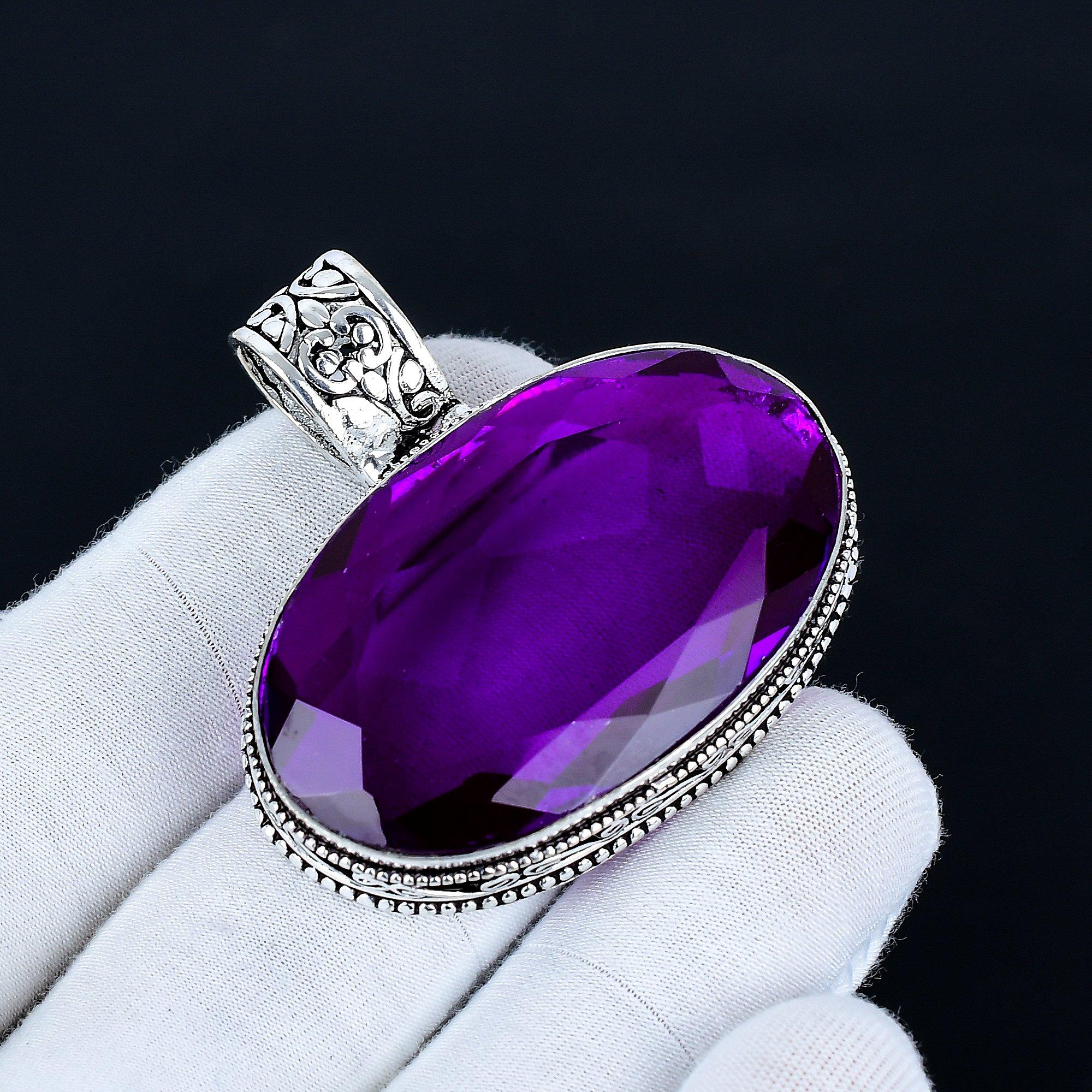 

Unique Amethyst Pendant, 925 Sterling Silver Handmade Jewelry, Amethyst Silver Pendant, Party Wear Jewelry For Women s, Pendant Christmas Gift 6 Cm фіолетовий