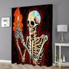 2 Stück Vorhänge mit Totenkopfmuster Dekorative Ösenaufhängung Fensterbehang Fensterdekorationen für Schlafzimmer Wohnzimmer Heimdekoration cortinas