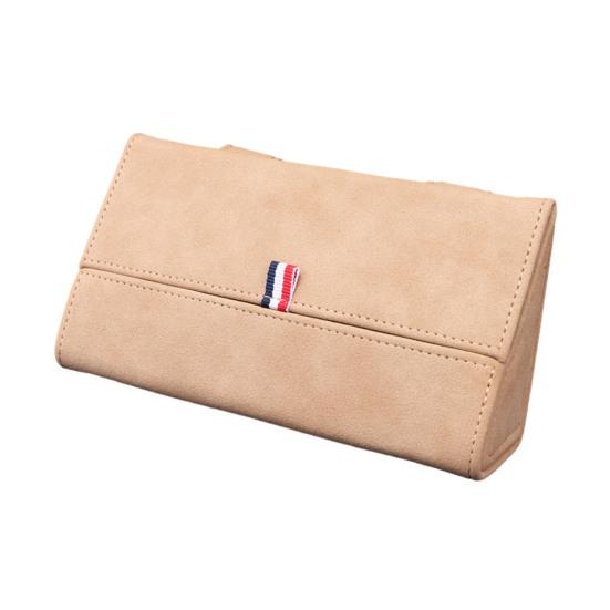 Car Storage Box Flip-Type Anti-Falling Eyeglass Case Snap-On Installation Leather Texture Organizer Universal Fit Sunglasses Box