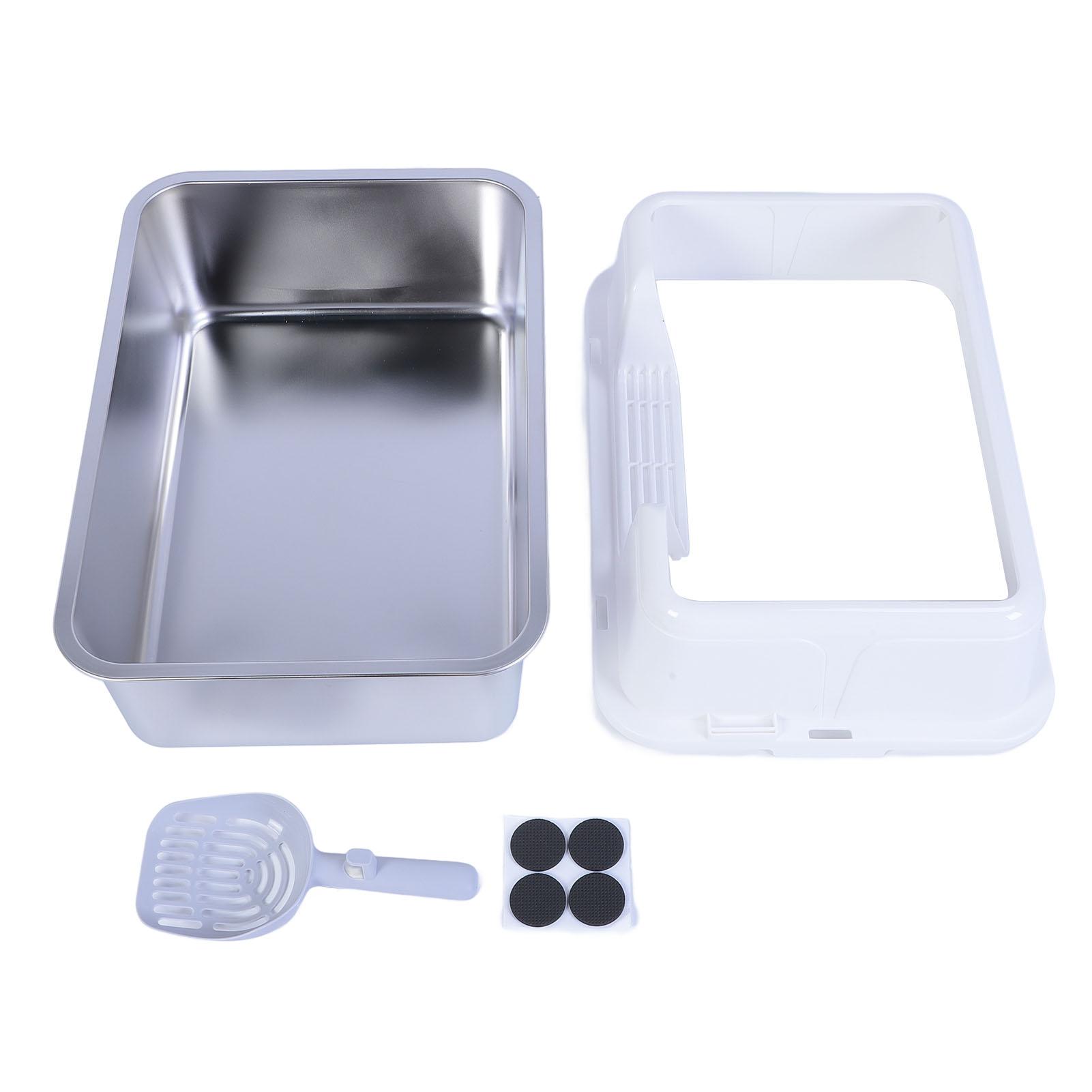 

Металлический лоток для кошачьего туалета из нержавеющей стали 20 л, легко моется, высокий бортик, большой, для кошачьего туалета белый