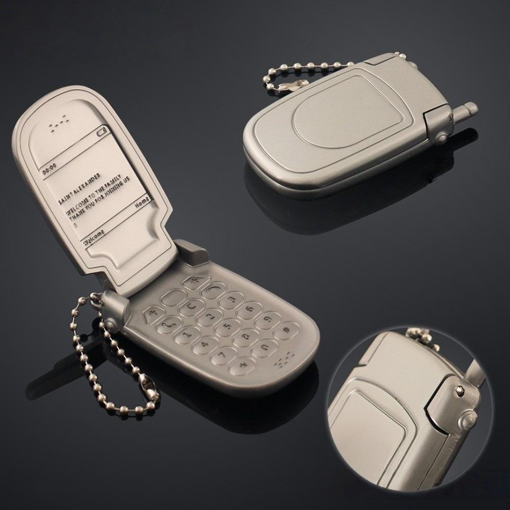 Hanging Mini Phone Model Pendant Zinc Zinc Alloy Foldable Phone Shape Key Ring Backpack Accessories