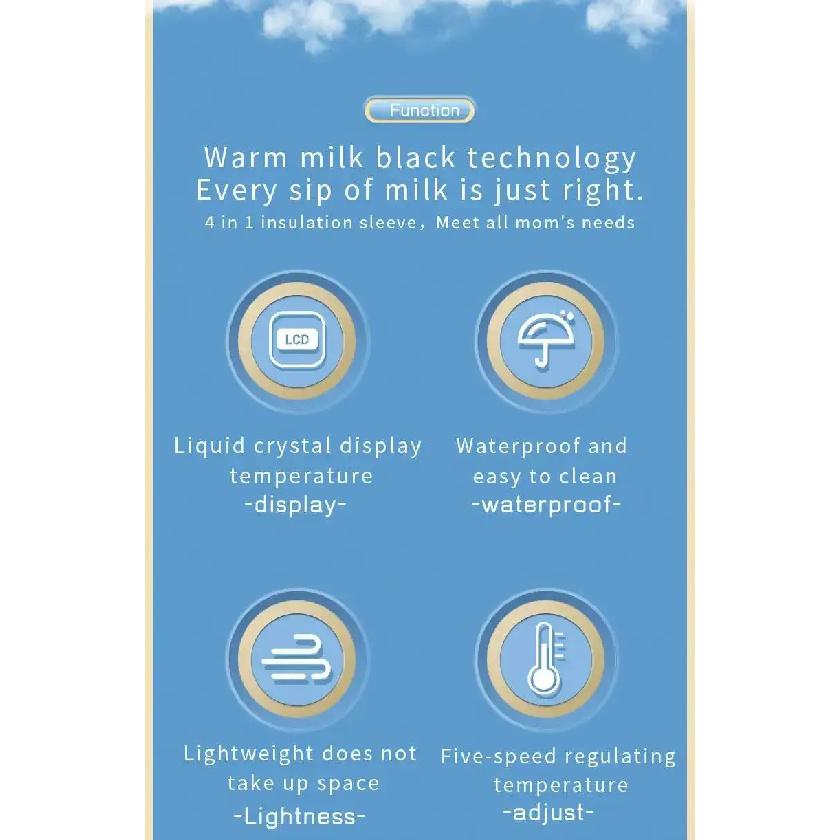 Portable Baby Bottle Insulation Sleeve, Baby Milk Insulation Device with LCD Screen, USB Insulation Bottle for Car Travel, Porta