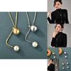 Chic Pull And Slide Pearl Long Pendant Necklace With Sleek Snake Chain For Fashionable Women