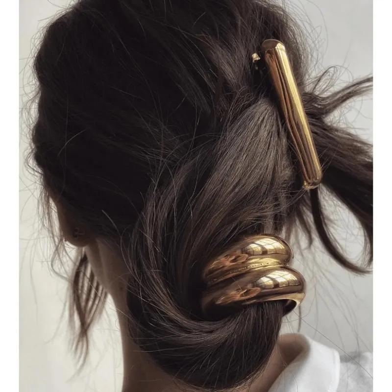 2026 Trend New Gold Color Irregular Geometric Arc-shaped Elastic Hair Bands INES Simple Personalised Hair Accessories for Women