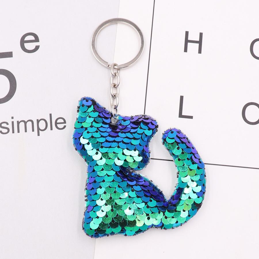 Reflective Double-Sided Kitten Sequin Keychain Keyring Pendant