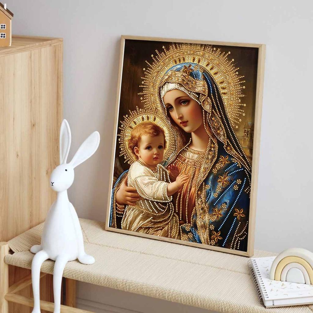 Diamond Painting Set  DIY 5D Full Diamond Religious Virgin Mary Crafts for Home Wall Decoration