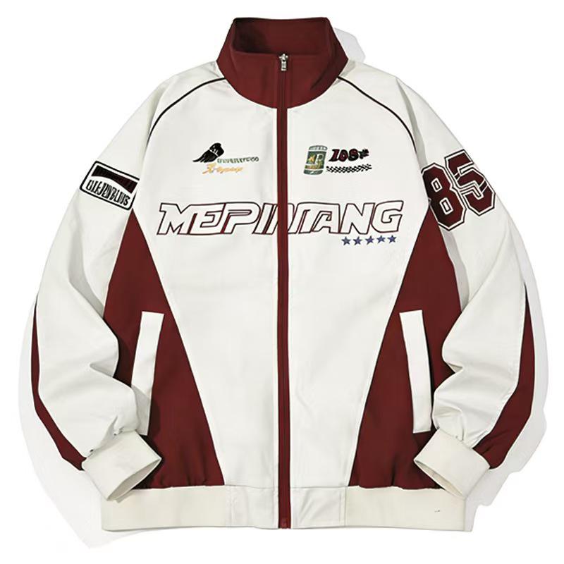 Retro Motorcycle Racing Embroidered Flight Jacket for Youth