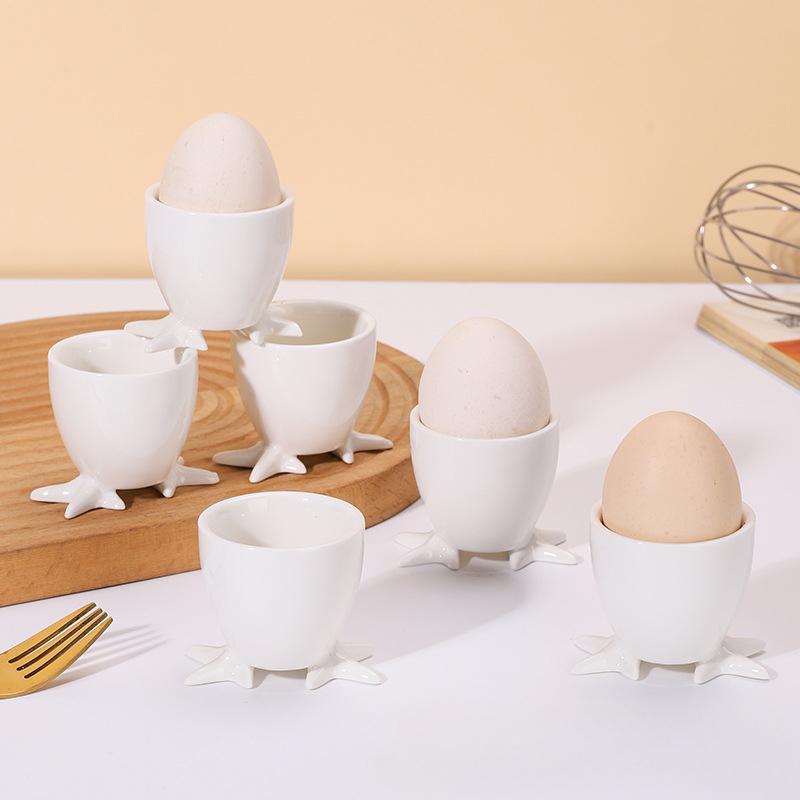 Easter Egg Cup Holder Ceramics Boiled Egg Cup Stand Rack Creative Eggs Holder Small Beer Wine Cup Breakfast Dessert Cooking Tool