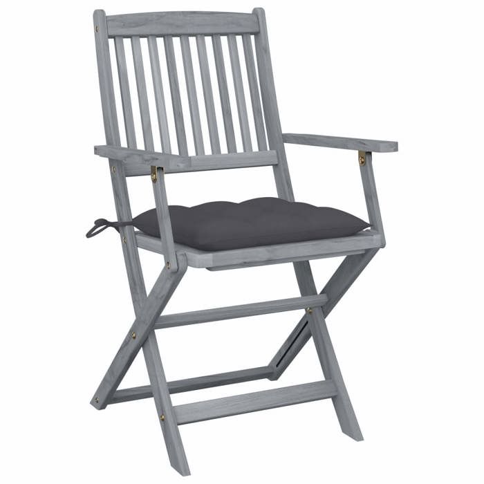 VidaXL Set of 2 Outdoor Folding Chairs with Cushions, Patio Seats, Dining Chairs, Patio Furniture 3064497